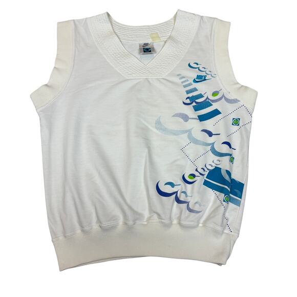 VTG 90s Nike Challenge Court Vest V Neck Sweater Men's Medium Agassi Tennis - Picture 1 of 9